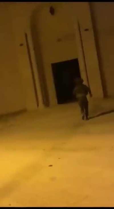 WATCH as this Israeli soldier in Occupied WB asks his friend to film him as he throws a stun grenade just for fun in a mosque during prayer time. Notice how he's walking calmly and joyfully because he knows he's not in a combat zone. Targeting civilians i