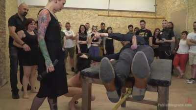 Bound slut anally fucked.