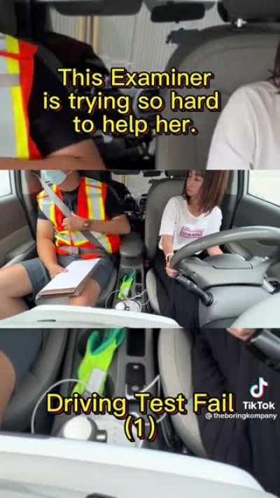 student fails driving test almost immediately