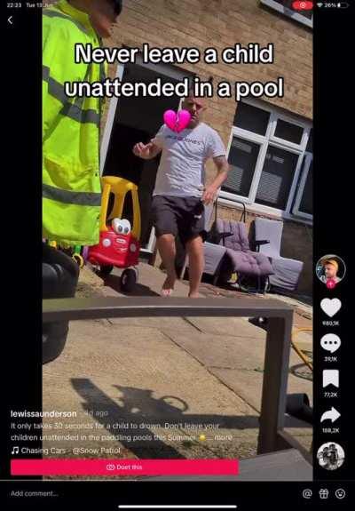 Quite possibly the worst acting I’ve ever seen. My kid is “drowning” so let’s film his lifeless body in the pool first. 