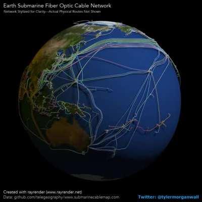 Earth's Submarine Fiber Optic Cable Network [OC]