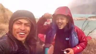 Cloud avalanche in Nepal, on the eastern wall of the Everest mountain range. This was recorded by a group of mountaineers completely by chance. Beautiful and terrifying phenomenon.