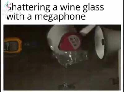 Shattering a wine glass with a megaphone