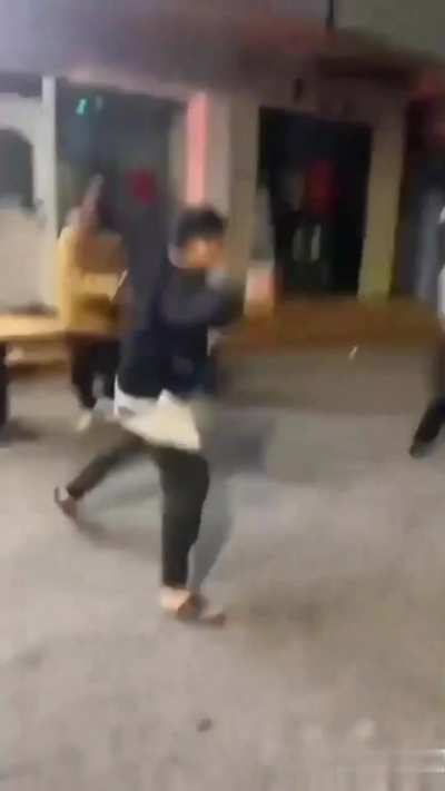 Fighting a group of men using two knives