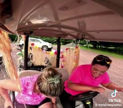 Girl challenges her friend to shotgun whiteclaw 