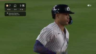 [Highlight] [Highlight] Giancarlo Stanton destroys a baseball to bring the Yankees within four runs of the Astros.
