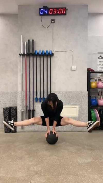 The action of standing upside down is really difficult