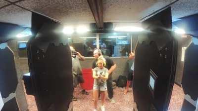 45 kilo girl fires 45 Magnum