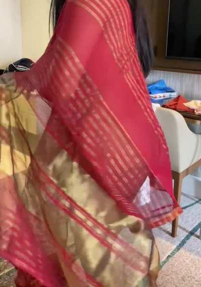 I shouldn't have done this, I feel guilty and naughty doing this in my traditional Indian clothes... 🥺 [f]