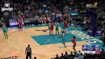 [Highlight] Embiid passes it to himself off the backboard for the slam!