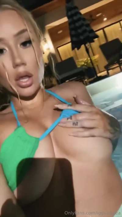 Late night alone in her pool