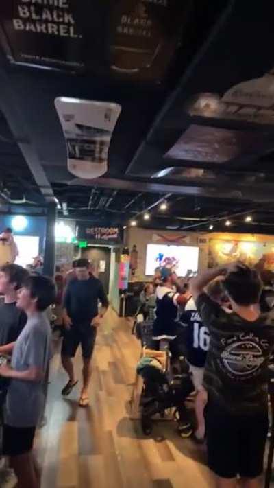 Happy crowd after Colorado won the Stanley Cup.