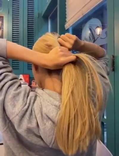 The way she makes a quick ponytail.
