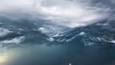 Very rare Asperitas clouds