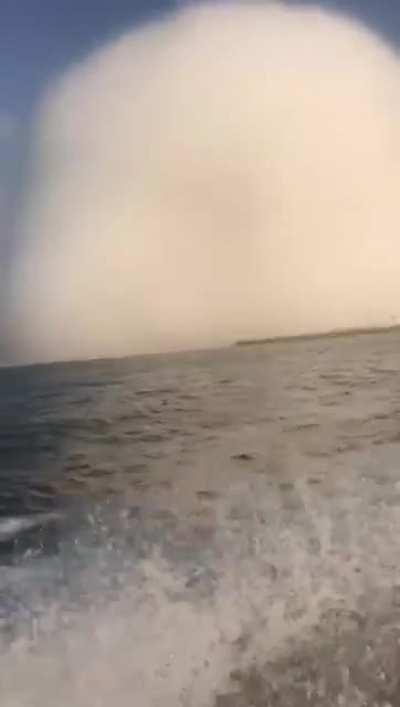 View of Beirut explosion from a boat