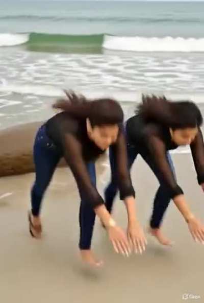 Girls are twins sister and they do underwater diving