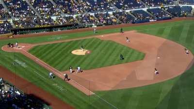 [Highlight] [Highlight] Ke'Bryan Hayes with an outstanding scoop and throw on a (nearly) perfectly placed bunt by Oscar Colas