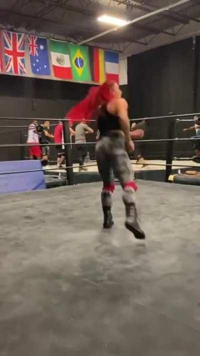 Kayla Rossi in the gym, tossing Ashley D'Amboise (and some guys) around