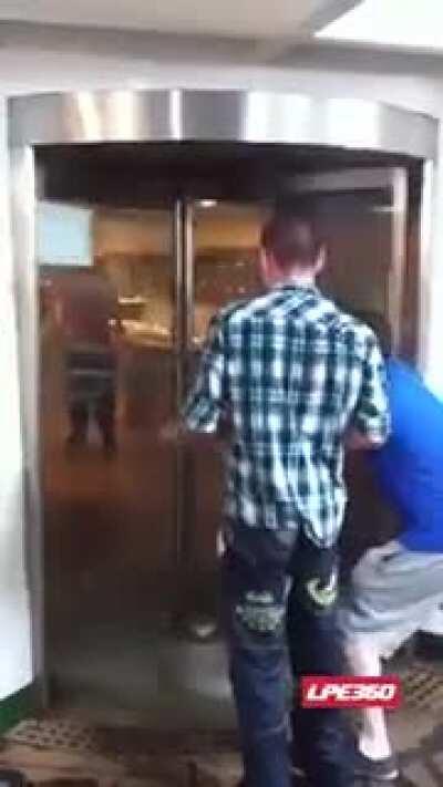 Lets run through a speeding rotating door