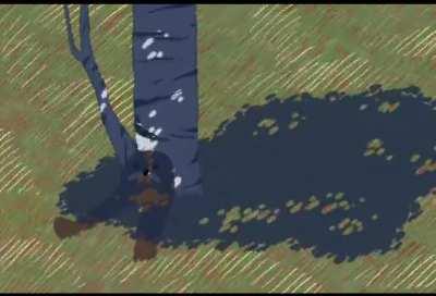 Chilling under a birch tree