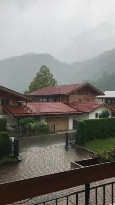 Heavy rain in a sleepy German village