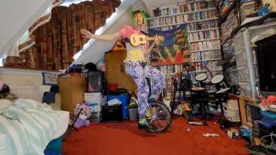 i did a cover of Kapp'n's song on ukulele and kazoo whilst riding a unicycle