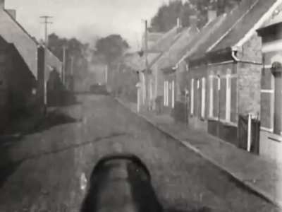 Sherman tank barrel cam on the road to Antwerp in September 1944