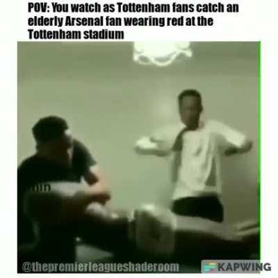 POV: You Watch on as Tottenham fans catch an elderly Arsenal fan wearing red at the Tottenham stadium