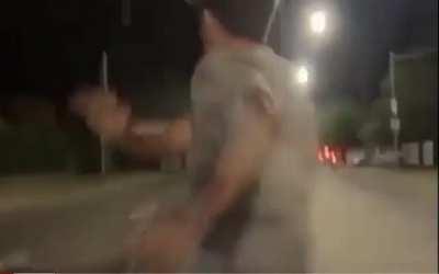 Idiot on hood of the car nearly get run over