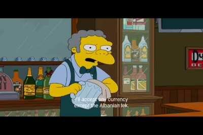 It's the thirty-first season and they (the Simpsons) still don't forget to mention Albania somehow...