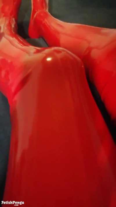 Red latex stockings
