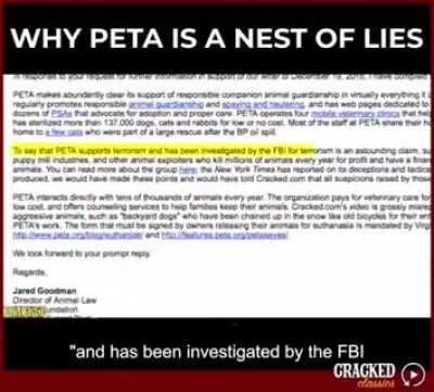 Just a lot of things most people don't know about PETA