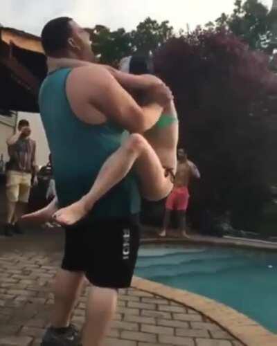 Throw this girl into this mansion's pool at a party