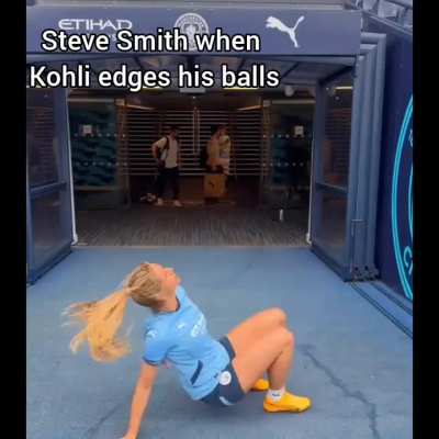 He simply can't get his hands off his balls 