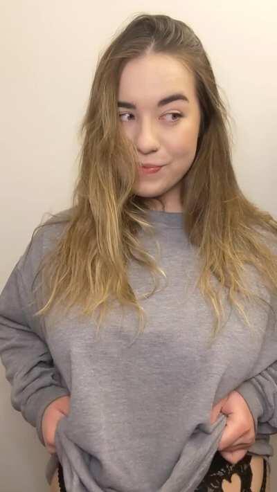 [gif] do you love my homegrown tits, even though they aren’t the same size?