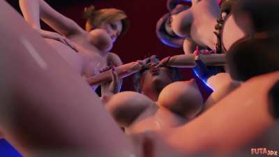 Covered in cum by big dick futanari girls - Futa 3d sex