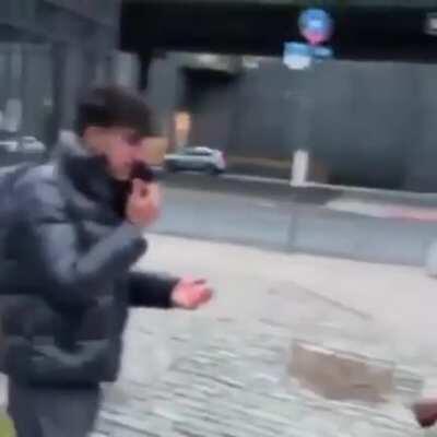 TikToker gets broken nose after asking man for nudes as a prank (NYC)
