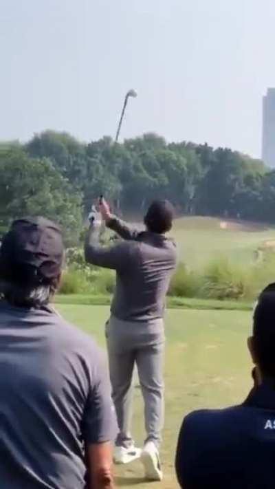 Thala playing helicopter even in golf.