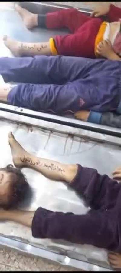 Yesterday they wrote they names on their body so they will be recognised when they are killed by israel bombing nsfw