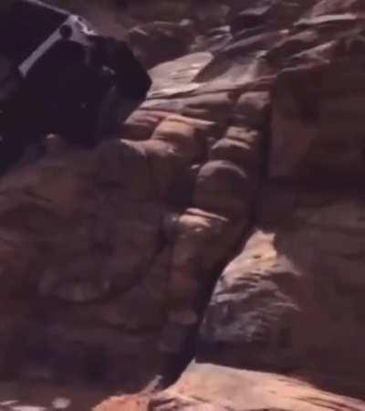 Dude thought he could catch a jeep…