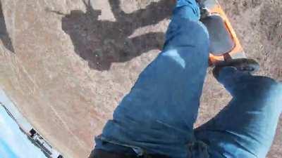 Onewheel parachute landing POV.