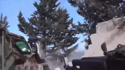 Full video of Syrian opposition fighters using a truck to breach a regime position - southwest of Saraqib