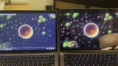 Screen difference between M1 Air and 14” MacBook Pro in HDR Video (massive difference)