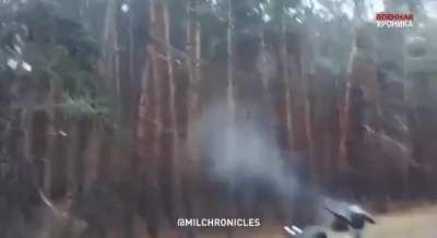 Russian soldiers using this rare combo of UGV/remote turret near Svyatovo: one version has two 7.62 mm barrels, the another 12.7 mm machine gun.