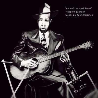 I made this puppet of legendary Blues singer/guitarist Robert Johnson - He was never filmed so this is the closest we can get to seeing him perform!
