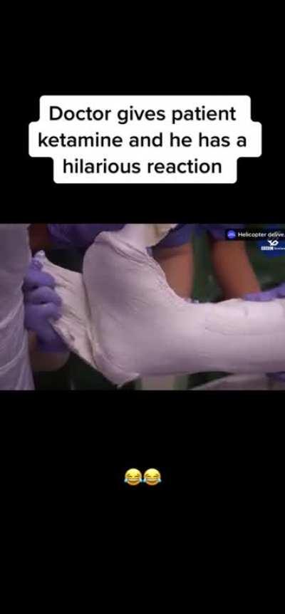 Guy with busted ankle has a hilarious reaction to Ketamine