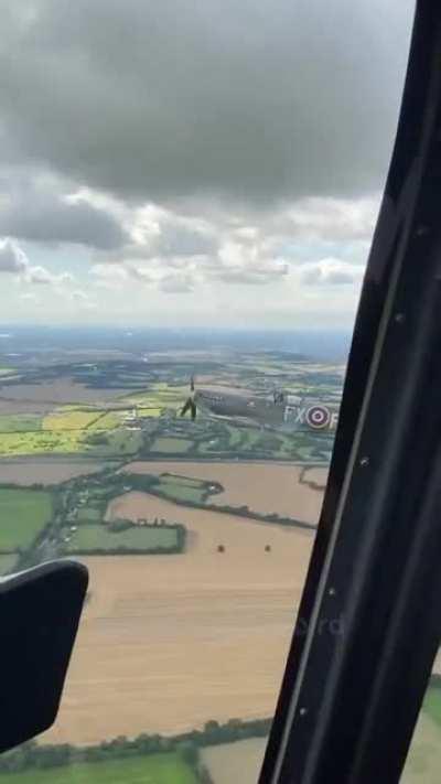 Flying alongside a classic Spitfire.