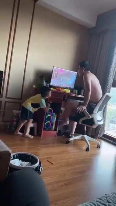 Dad: I'm gaming! Son: Not today, thank you!