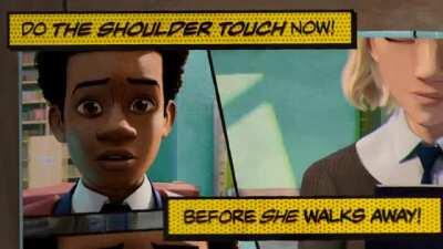 Made the shoulder touch scene in a comic book style