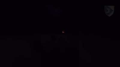 Footage of a Ukrainian mobile air defense team in the east sector shooting down an Iranian/Russian Shahed UAV during the night. 10/02/2025